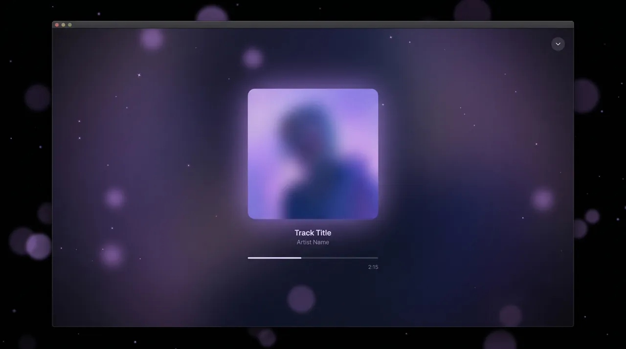 The fullscreen now-playing overlay — your cover, your colour, your room